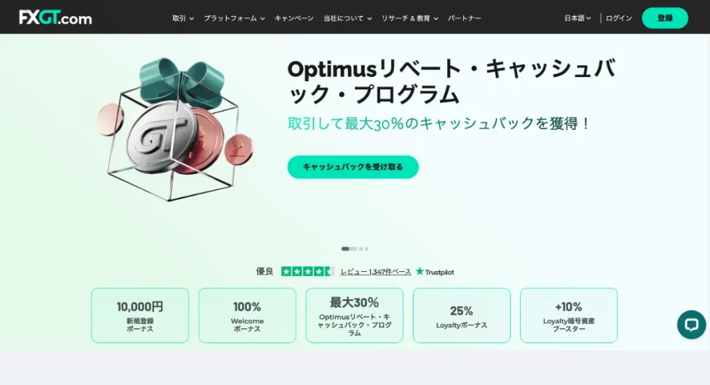 FXGTは口座開設ボーナスで仮想通貨FXができる海外取引所